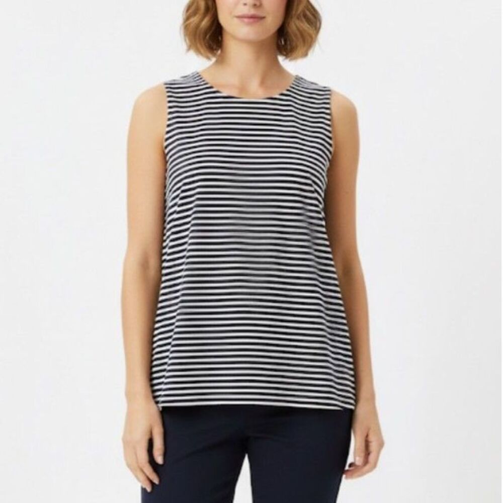 Banana Republic Women's NWOT Navy White Stripe Sleeveless Cross Back Top Size L